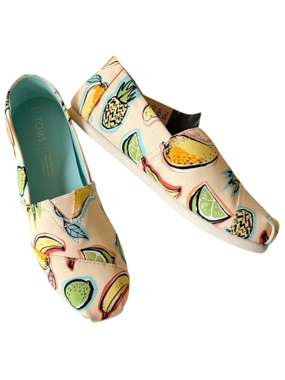 NWT Toms Classic Alpargata Venice Collection Coral Pink Cuba Fruit Flats 6.5